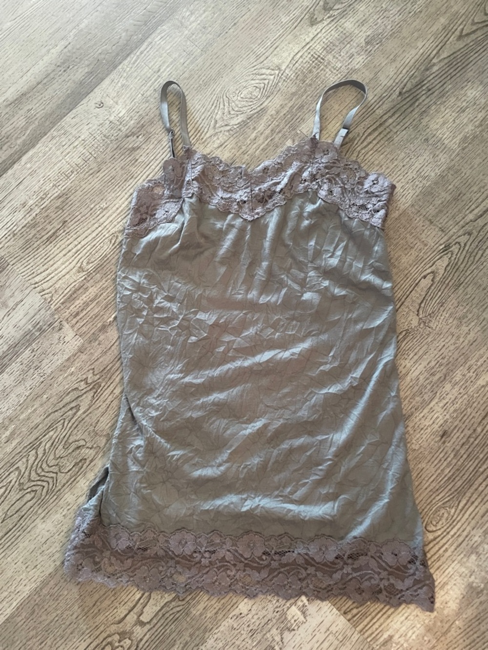 Derek Heart Lace-Trim Satin Cami Tank